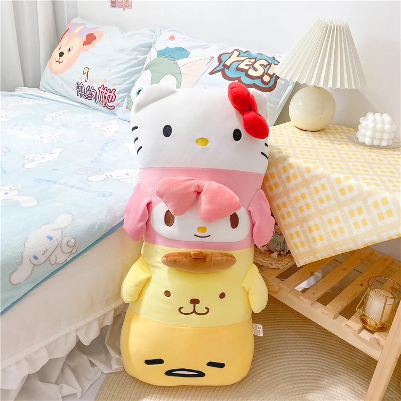 Sanrio śliczne Anime Mix długa poduszka moja melodia Pom Pom Purin Cinnamoroll pluszowa zabawka poduszka pod plecy Sofa poduszka dekoracyjna