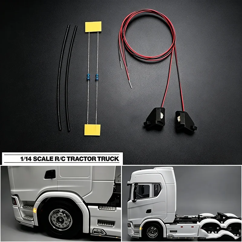 LED Front Wheel Eyebrow Lights for 1:14 Scale Tamiya RC Truck for SCANIA 770S 56368 Car