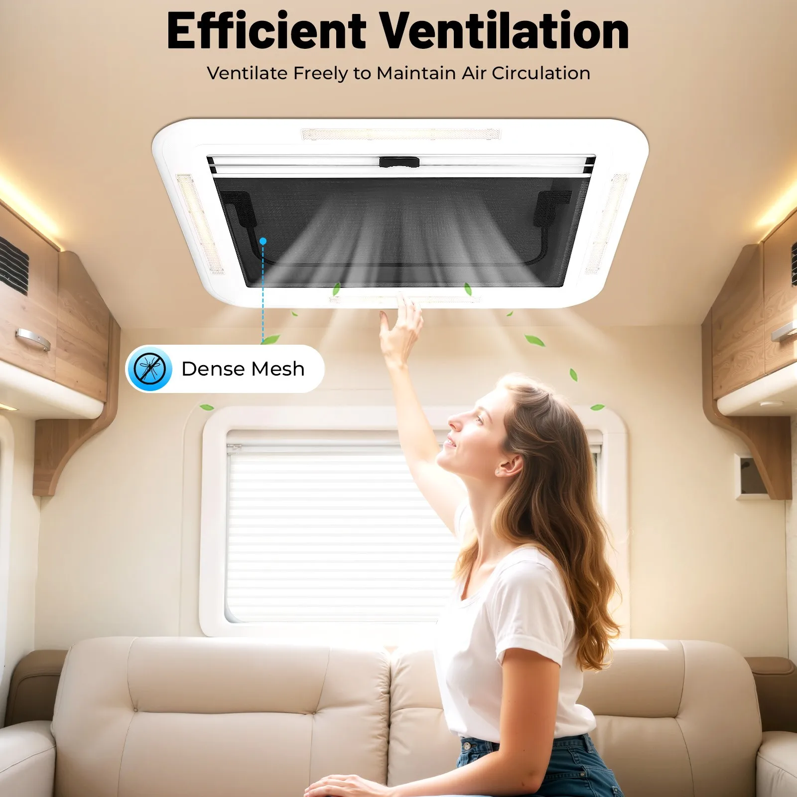 700x500mm RV Dakraam Dakraam Vent Hatch met LED Licht Aluminium Frame voor Camper Caravan