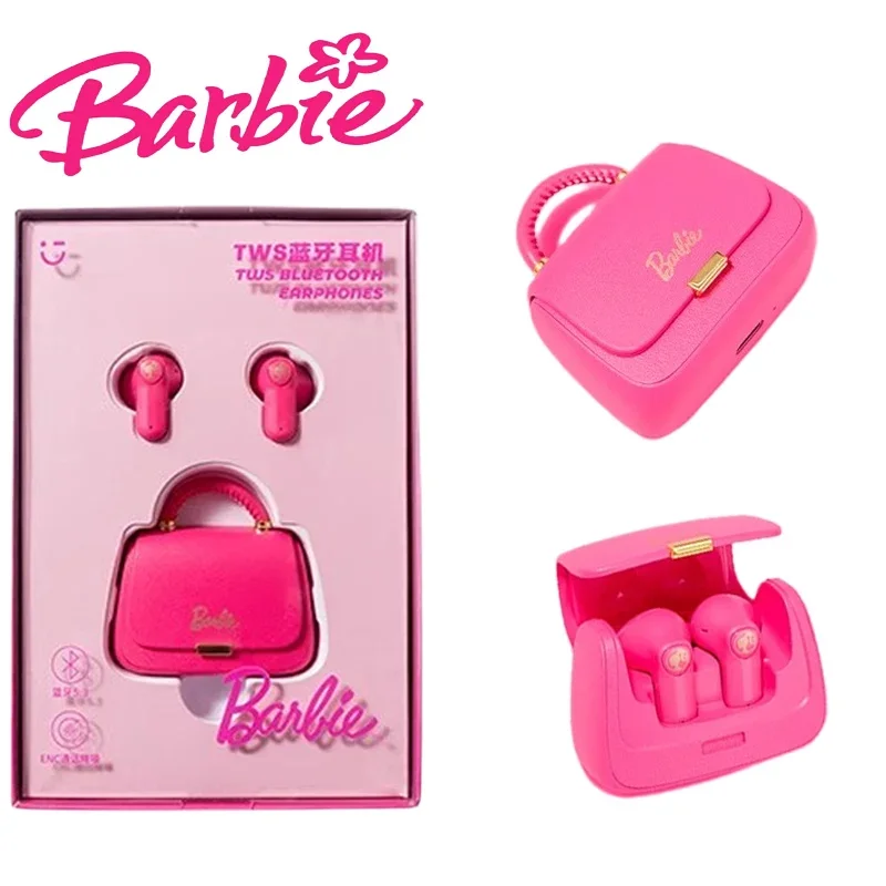 Miniso Barbie Bluetooth earbuds Kawaii Anime Cute Cartoon Pink Customized Headphone Protective Case Super Battery Life Durable