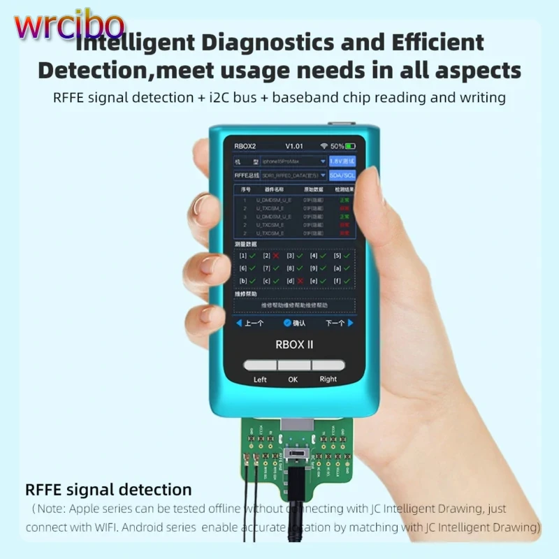 

JCID RBOXⅡSmart Diagnostic Tool with Chip Analysis Voltage Detection Error Code Reader for iPhone & Android Repair