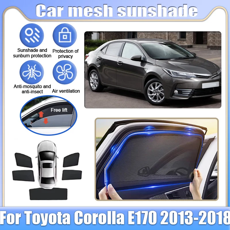 Car Mesh Sunshades For Toyota Corolla Levin E170 2013~2018 Window Sun Visors Magnetic Privacy Curtains Mosquito Auto Accessories