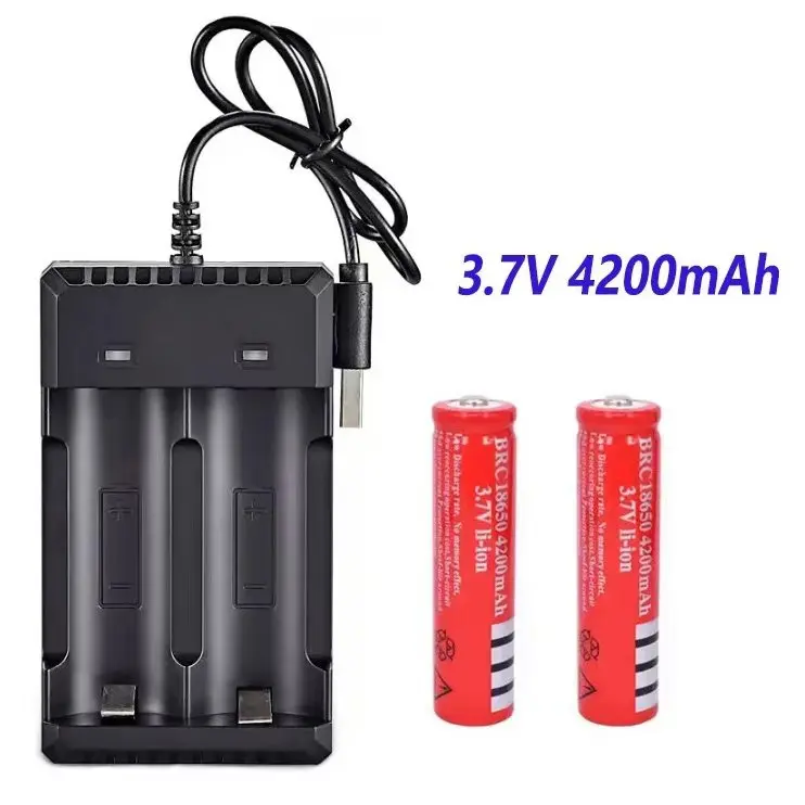 بطارية أصلية 100% قابلة لإعادة الشحن 18650 3.7 فولت لشعلة فانوس LED + شاحن USB #4