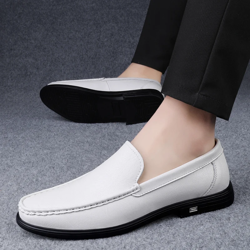 WAERTA Genuine Leather Men Footwear Slip on Office Man Formal Shoes Wedding Party Men Dress Shoes Breath Driving Lazy Loafers