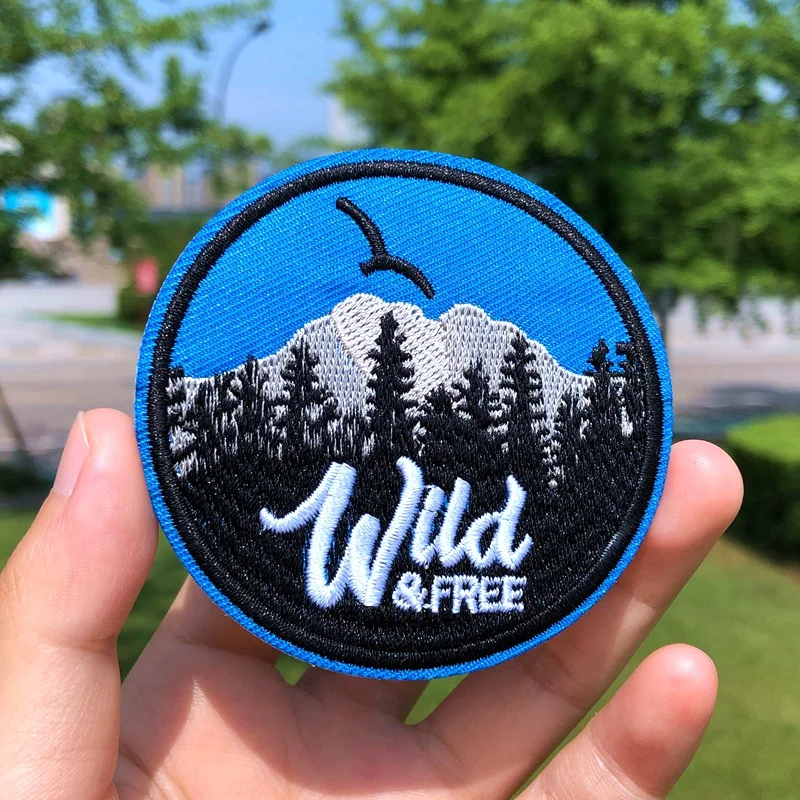 Prajna Wild Adventure Embroidered Patches For Clothing Badges Traveler Mountain Patch For T-shirt Iron On Patches On Clothes DIY