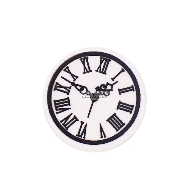 MARUMINE décennie s de construction classiques MOC, horloge, carreaux ronds, ville, rue, maison, puzzle, accessoires de bricolage, 100 pièces, 2x2x2