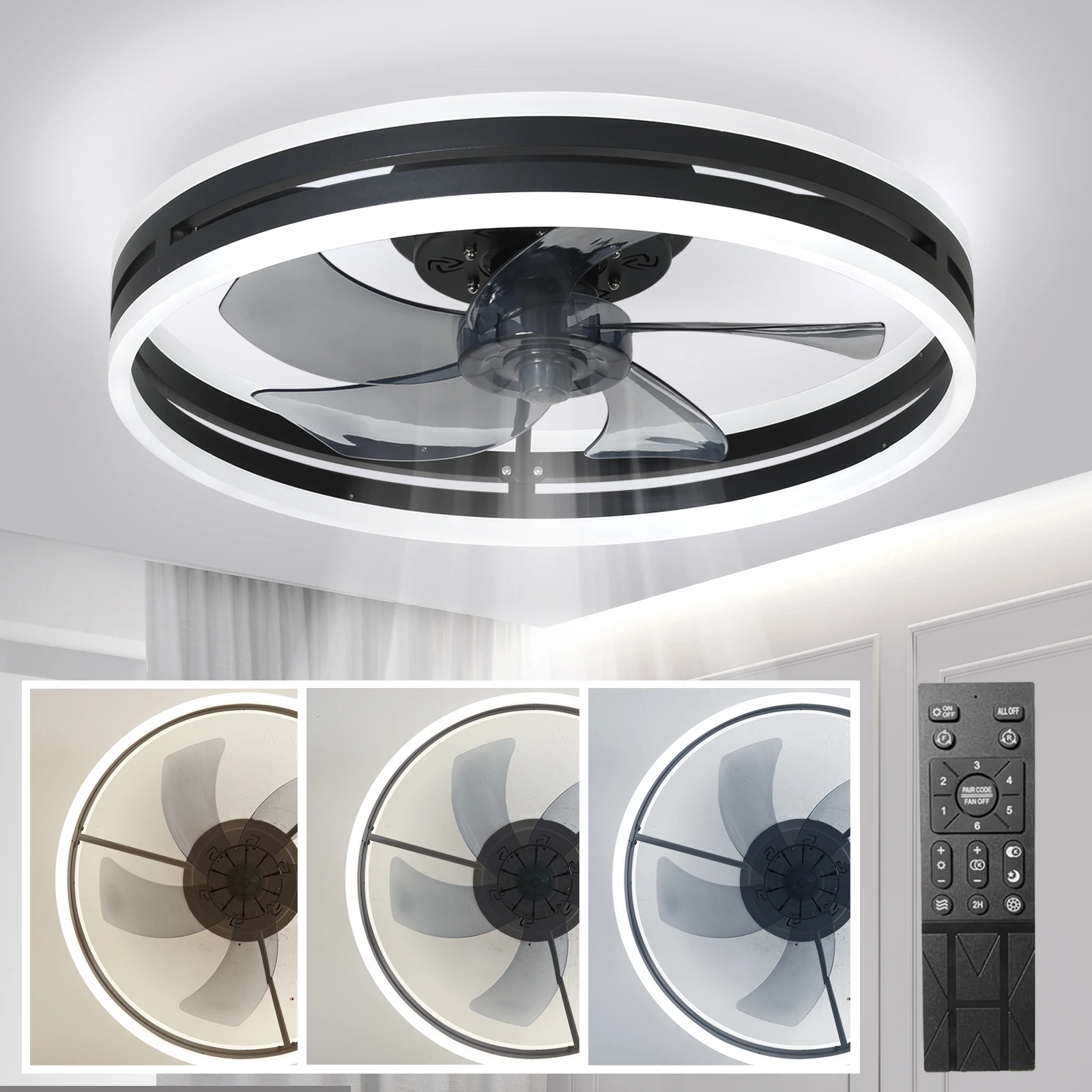 Deckenventilator mit Beleuchtung, 40/50CM Lampe mit Ventilator Und Fernbedienung APP, Deckenlampe Mit Ventilator