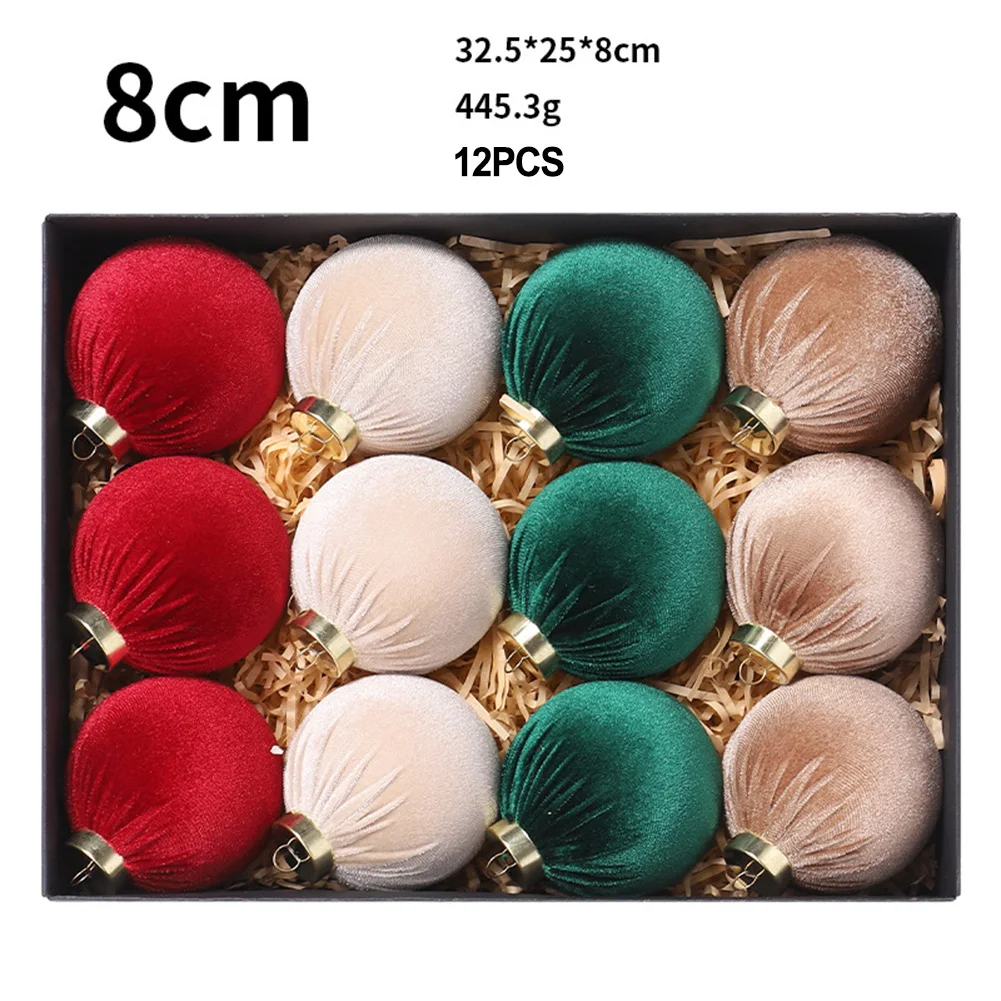 Twelve Festive Hanging Decorations Beautifully Crafted Christmas Balls at a Convenient Size of Eight Centimeters Each