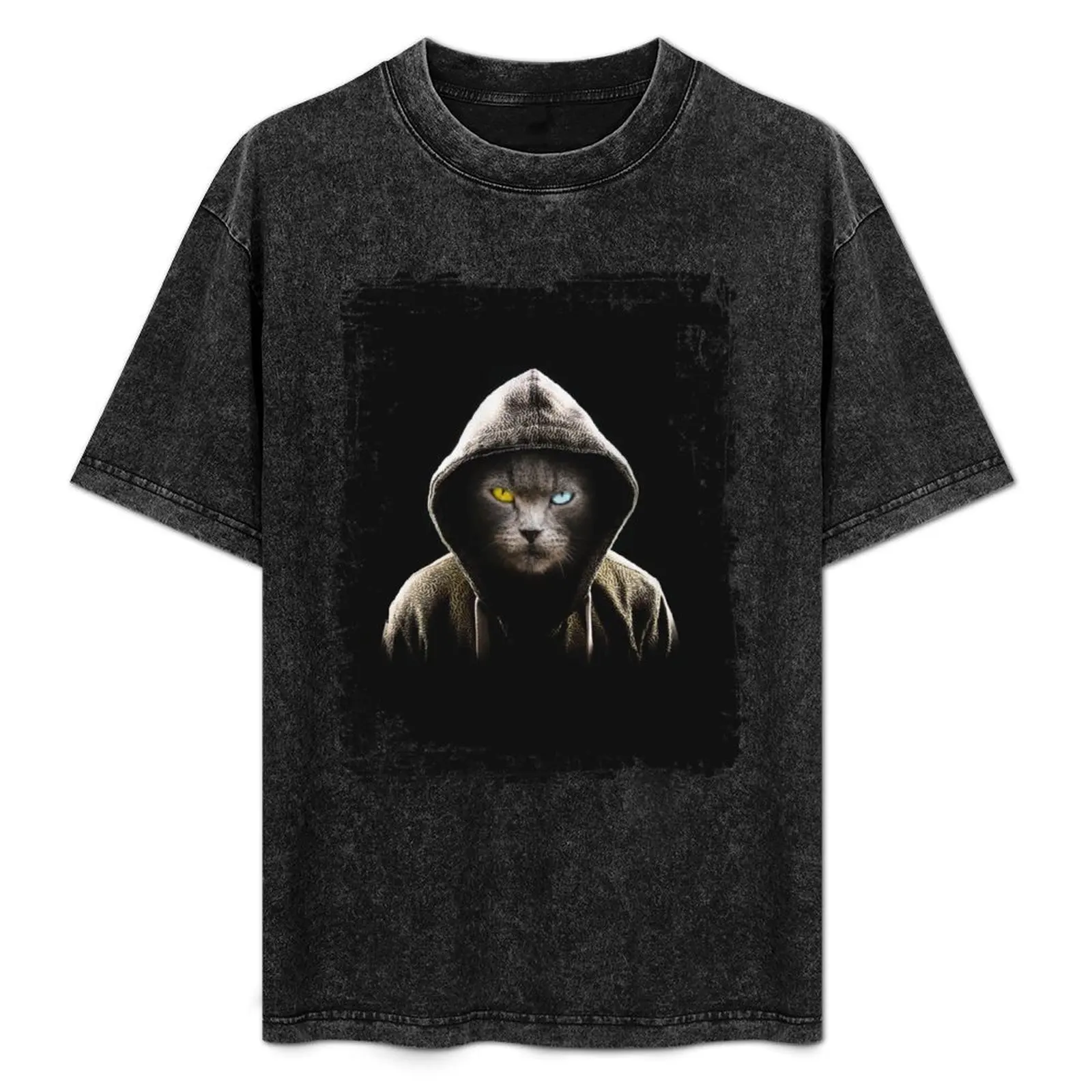 

Cool Black Cat Hooded Pullover T-Shirt Gym Exercise Short Sleeve T-Shirt
