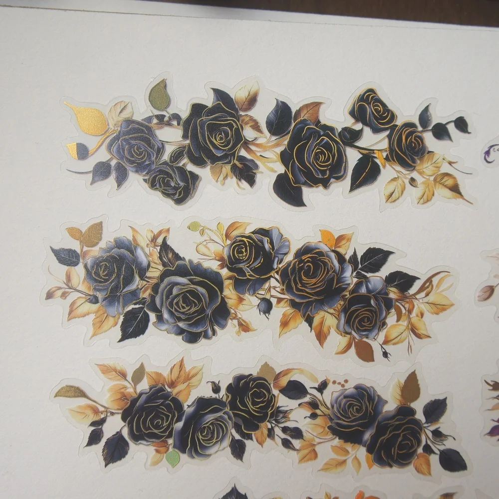 

15pcs Gold Flower Line PVC Sticker Scrapbooking DIY Gift Label Decoration Tag
