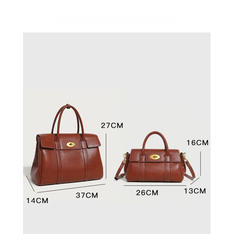 حقيبة جلدية كبيرة السعة بتصميم بوسطن مع حزام كتف واحد للنساء، منتجات جلدية عصرية