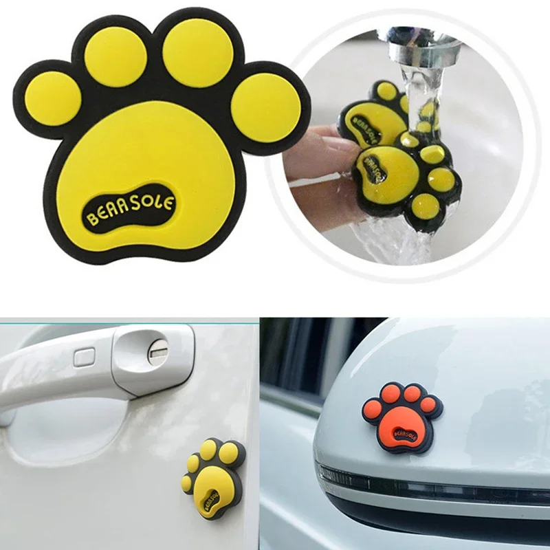 4Pcs Cute bear's-paw Car Door Edge Guard Strip Scratch Protector Anti-collision Corner Bumper Protective Sticker Decoration