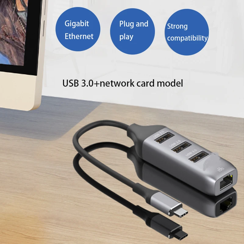 USB-c to RJ45 Gigabit Ethernet adapter game USB3.0 HUB Splitter Adapter dock station 1000Mbps network adapter Type-c converter