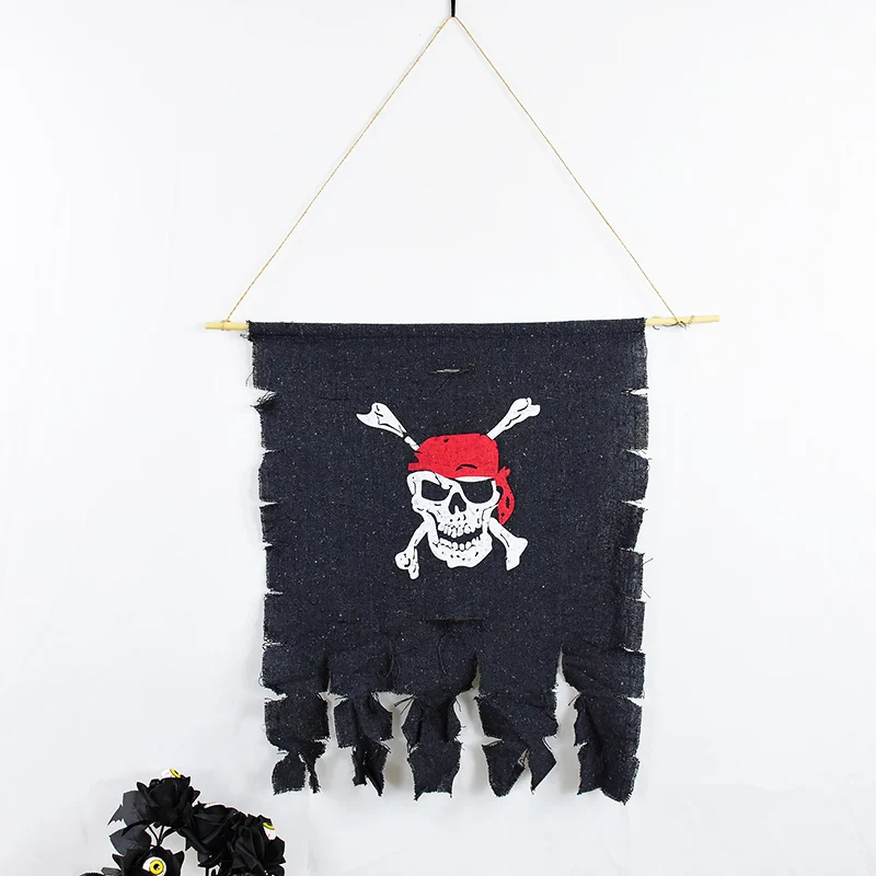 

Halloween Pirate Flag Ghost Festival Hanging Ornament Retro Banner Skull Flag Cosplay Comic Prop Home Bar Dance Party Decorative