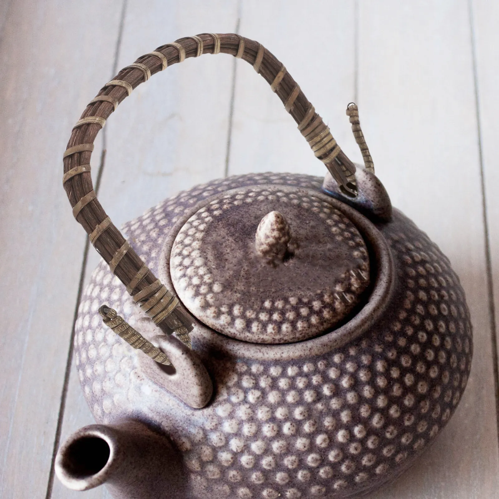 

Pottery Kettle Grip Ceramic Teapot Parts Chinese Handmade Handle Replacement Rattan