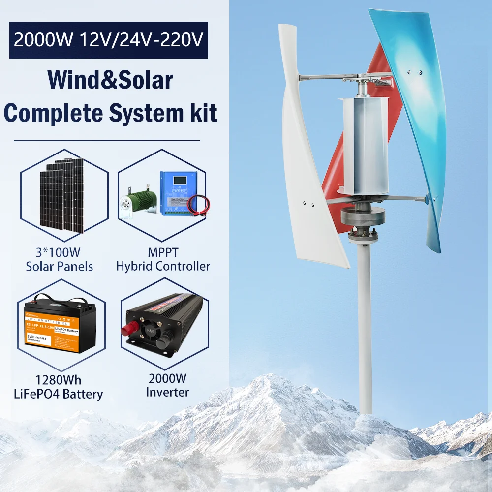 

Вертикальный ветряной генератор, 1500 Вт, 12 В, 24 В, ветряная мельница, постоянный генератор маглева, бытовая техника с солнечными панелями, литиевая батарея