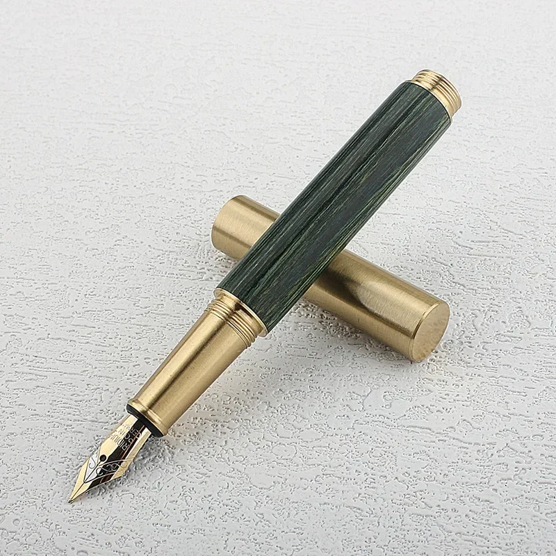 Mini Green Sandal Wood Fountain Pen Cute Pocket Pens for Students Calligraphy EF F Nibs Writing Ink Pens Office School Supplies