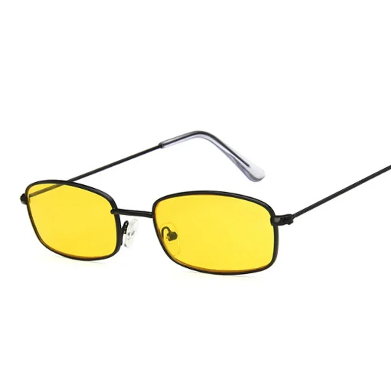 Metal Square Sunglasses Woman Retro Brand Travel Small Rectangle Sun Glasses Male Black Yellow Red Mirror Vintage Oculos De Sol