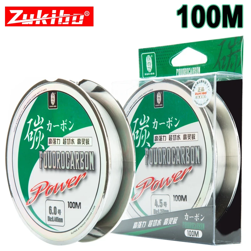 ZUKIBO 50M10 0M 100% Fluor Angelschnur Japanischen Importiert Carbon Faser Linie 1-40kg Monofilament Sinkende Linie meer angeln