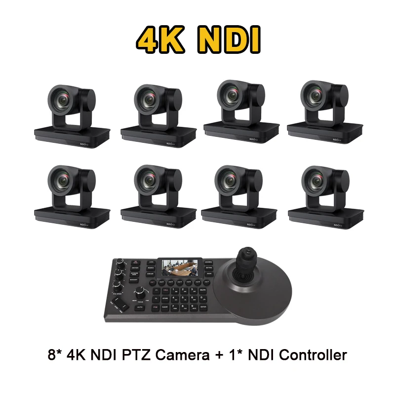 1-8 قطعة 4K NDI البث المباشر PTZ كاميرا البث 12x زووم بصري 3.0 بوصة شاشة الكريستال السائل NDI IP عصا التحكم لوحة المفاتيح تحكم