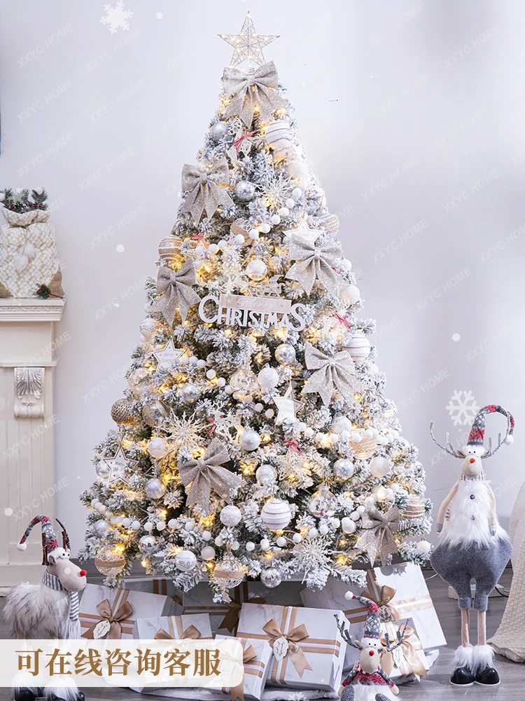 

Christmas Tree Christmas Decoration Home Christmas Tree 1.5/1.8/2.1/3/4M Beige Flocking Tree Snow Scene Layout