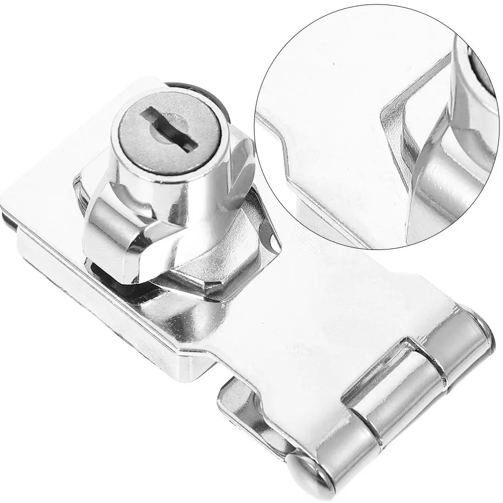 Stainless Steel Keyed Hasp Lock Iron Construction High Hardness Cabinet Lock for Cupboards Desks Showcases Wine Cabinets