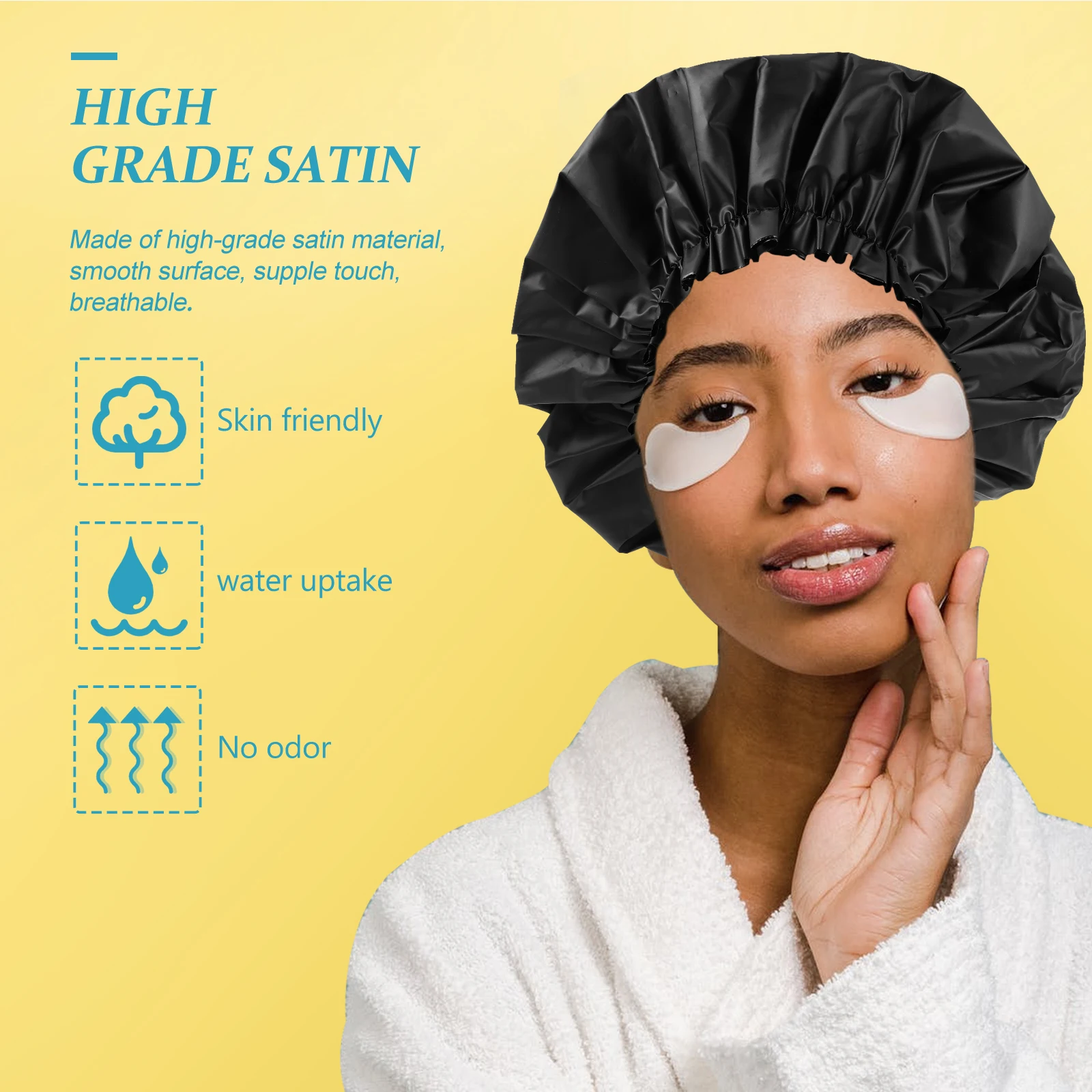 

2Pcs Large Shower Bonnets Soft Silk Hair Bonnet Adjustable Fit Most People Make Up Spa Shower Caps Silk Hair Bonnet