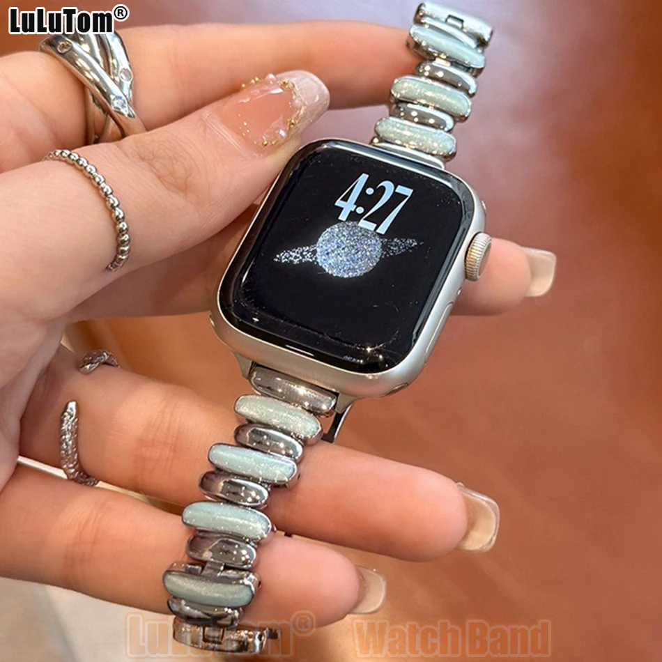 Woman Lrregular Metal Straps for Apple Watch 11 10 9 8 7 6 5 4 3 SE Ultra Band Iwatch Series 38 40 41 42 44 45 46 49 mm Bracelet