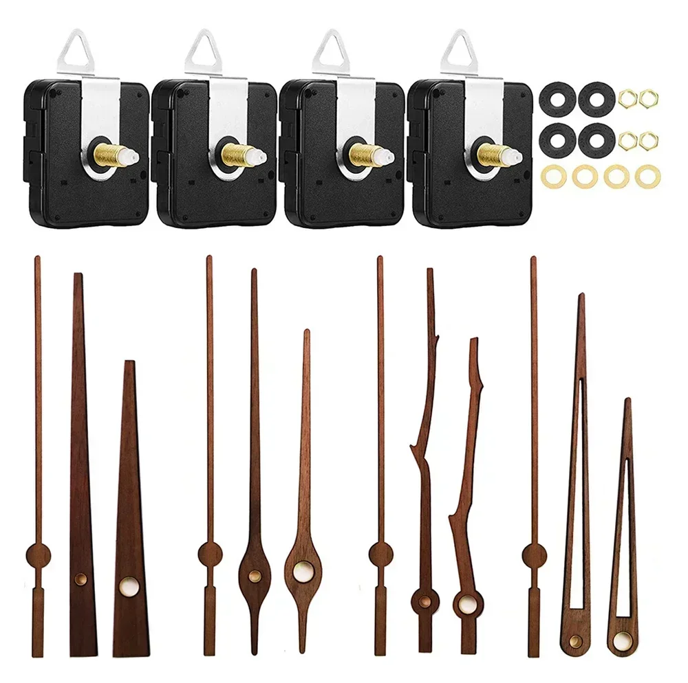 Black Walnut Traced Replacement Hands Atomic Quartz Silent Controlled Wall Clock Movement Mechanism DIY Set Accessories