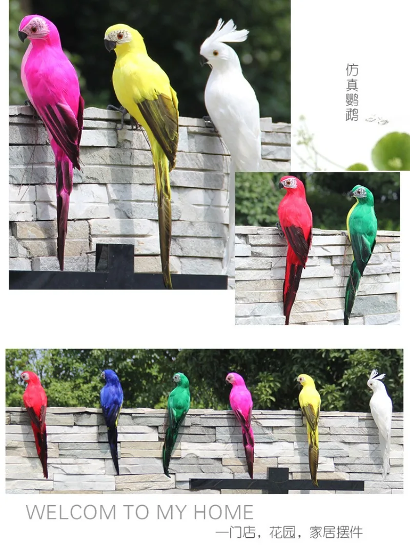 1pc simulation parrot Macaw window garden decoration bird foam feather large parrot home decoration 35CM