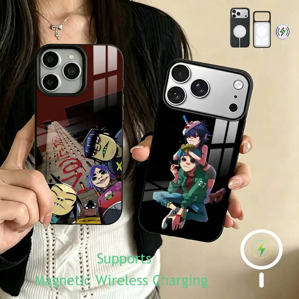 G-Gorillaz Rock Band Cartoon   Phone Case For iPhone17,16,15,14,13,12,11 Plus,Pro Supports Magnetic Wireless Charging