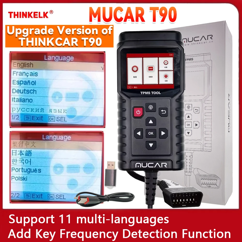 MUCAR TP T90 TPMS Upgrade of THINKCAR T90 Programmer Car Tire Pressure Diagnosis Tool 315M/433MHz 2in1 TPMS Sensor Service Tool