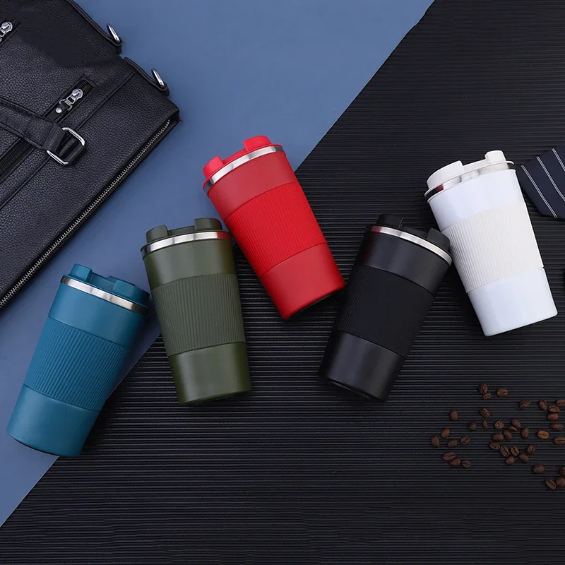 380ML/510ML Thermos Cup Double Stainless Steel Coffee Thermos Mug with Non-slip Case Car Vacuum Flask Travel Insulated Bottle