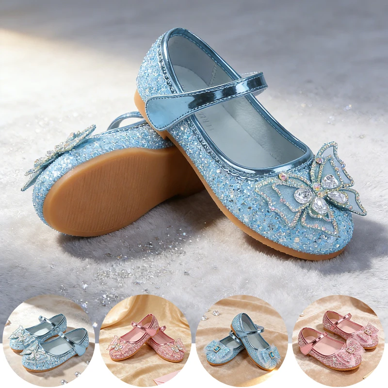 

Очаровательные туфли принцессы Мэри Джейн на плоской подошве для девочек, ослепительные вечерние туфли со стразами и бантом, сандалии на тему феи для празднования дня рождения