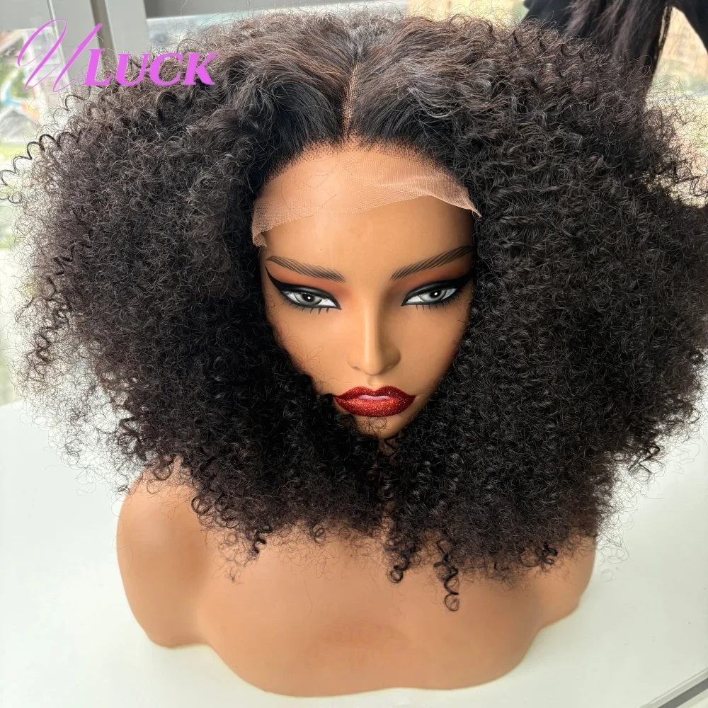 Uluck 5x5 HD Lace Front Perücken 400 % Dichte Afro Kinky Curly Echthaarperücken vorgezupft mit natürlichem Haaransatz für schwarze Frauen