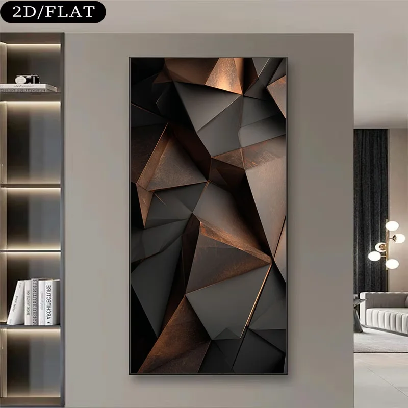 Modern Abstract Black and Brown Geometric Canvas Painting Wall Art Posters for Living Room 2D Flat Minimalist Print Home Decor