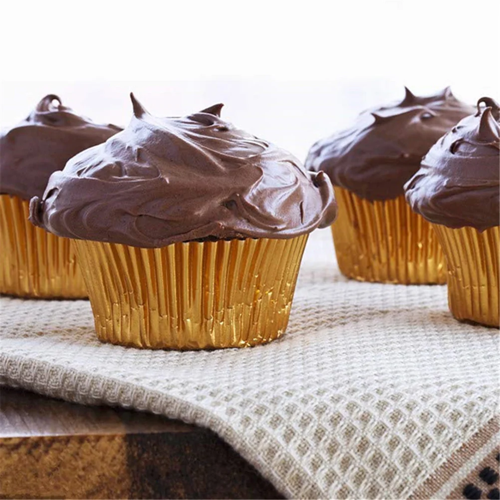 

200 Pc/2 Thickened Aluminum Pore Cake Paper Holder Silver Foil Muffin Liners Baking Cupcake Ocean