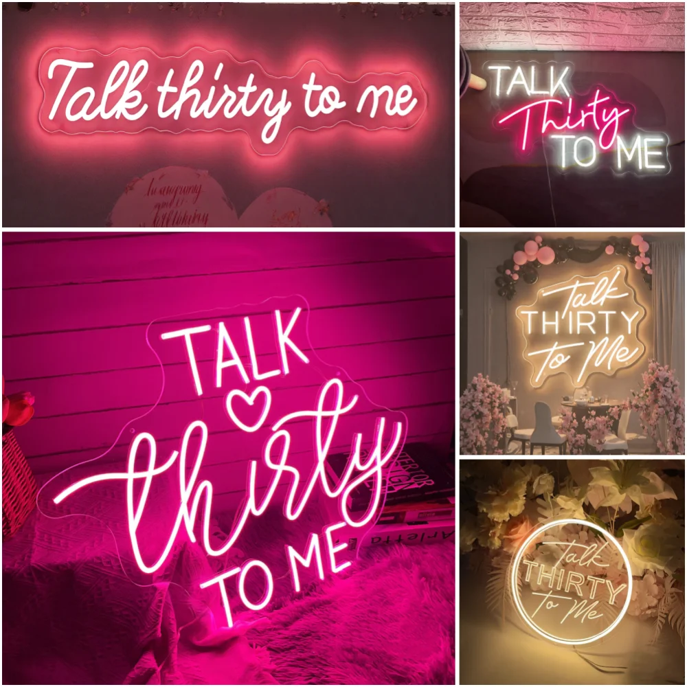 Talk Thirty To Me Neon Sign 30th Birthday Decorations Neon Sign for Birthday Party Gifts Led Neon Sign Birthday Neon Home Decor