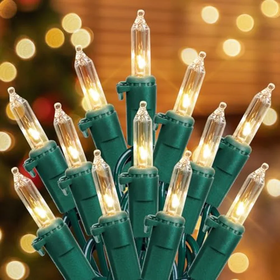 2 Pack 13Feet 50Count Clear Christmas Light Set, Incandescent Mini Christmas Lights, Connectable 120V Clear Tree Lights for Wed
