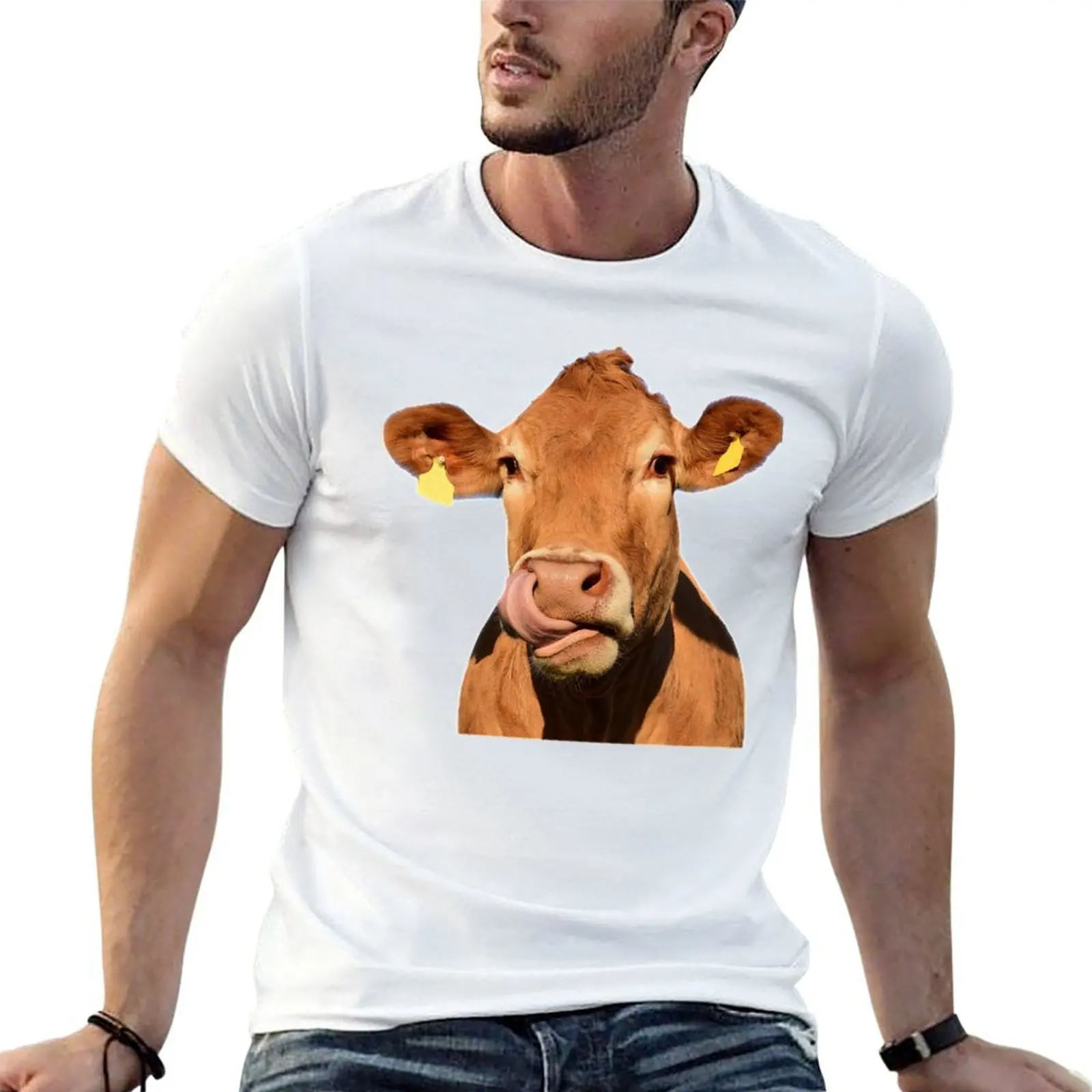 Cow licking nose T-Shirt basketball graphic tees graphic t shirts mens vintage t shirts