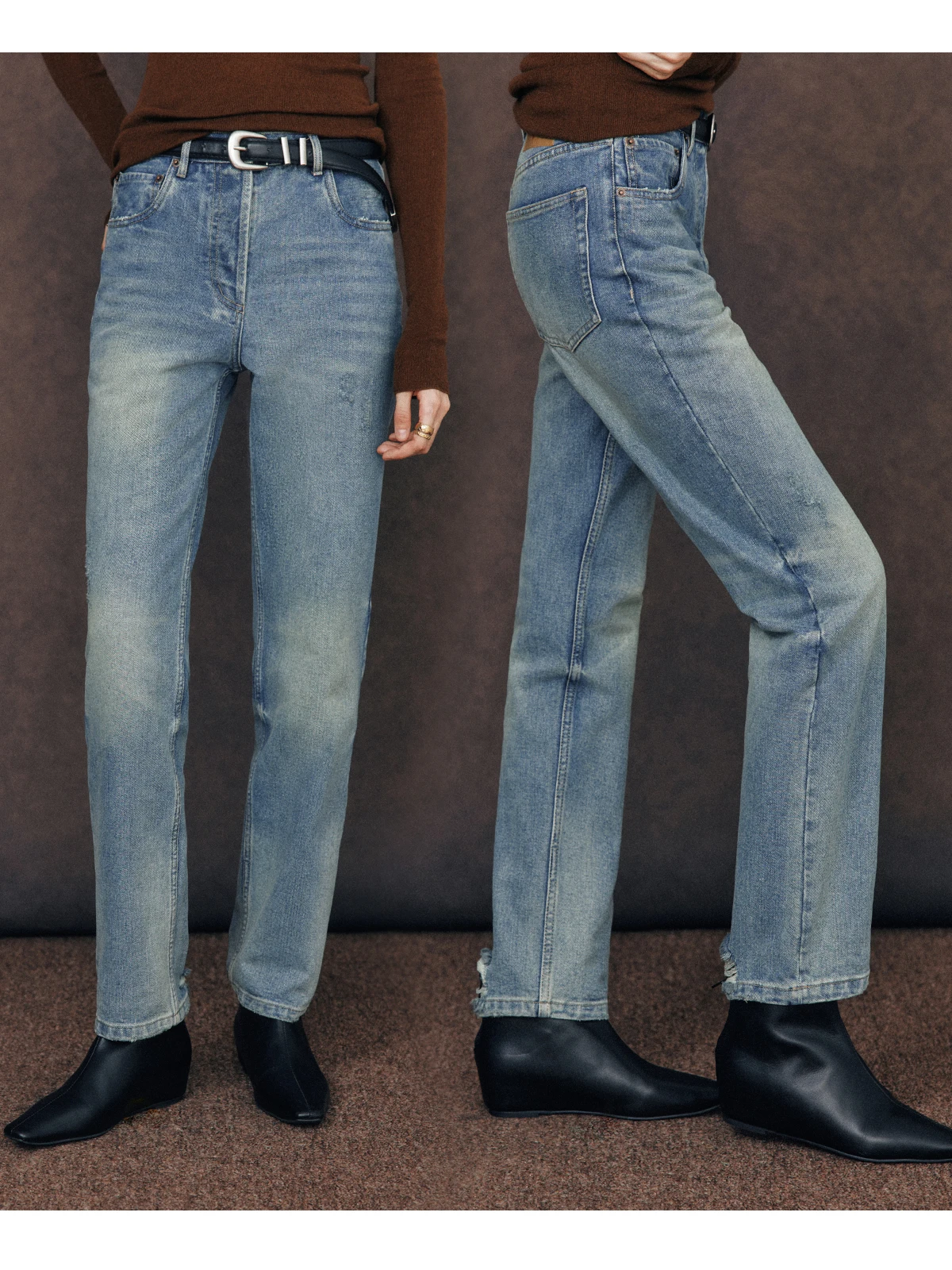 

Утягивающие джинсы с фильтром для ног в стиле ретро, женские хлопковые эластичные брюки с высокой талией, осенние модные повседневные брюки с талией