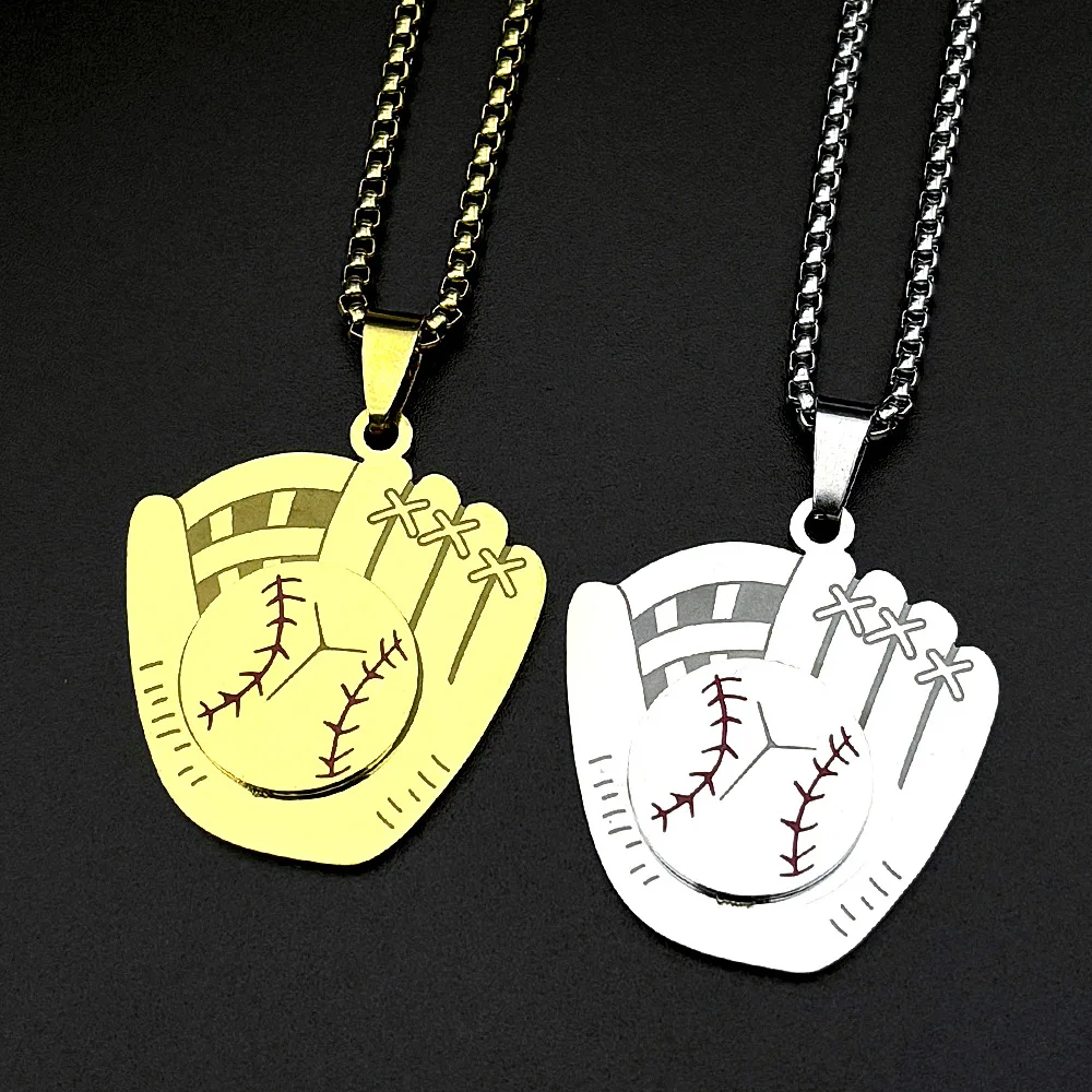 New style personalized stainless steel rugby western cowboy Super Bowl baseball graffiti pendant necklace trendy sweater chain a