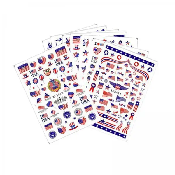 Tiny Nail Art Stickers Women Girls American Flag Self Adhesive Polish Decals for Summer Nail Design