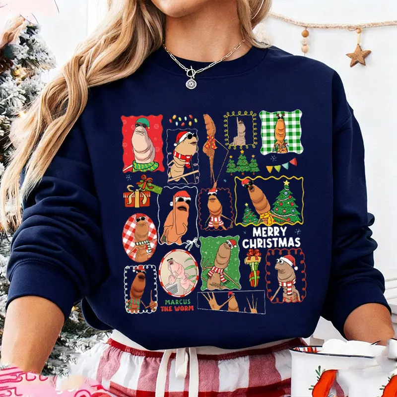 ماركوس الدودة عيد الميلاد البلوز لا أحب هذا روك هوديس الفيروسية ميمي فريد هوديي هدية الكريسماس أفكار ملابس حريمي #2