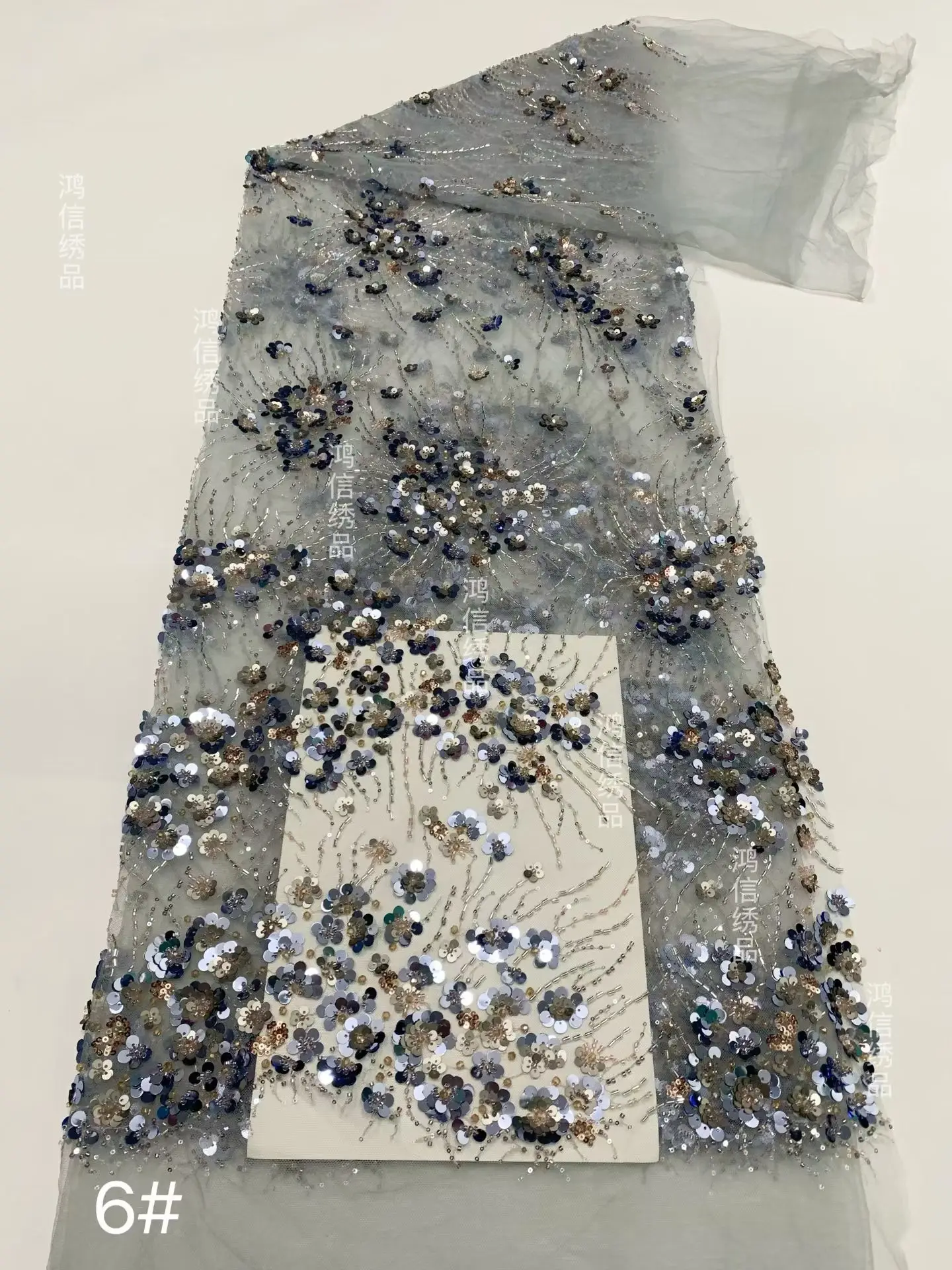 

Nigerian Lace Fabric 5 Yards High Quality Luxury Laces On Sale 5 Yards Dubai Beading Mesh Embroidery For Wedding Dresses Hm124-1