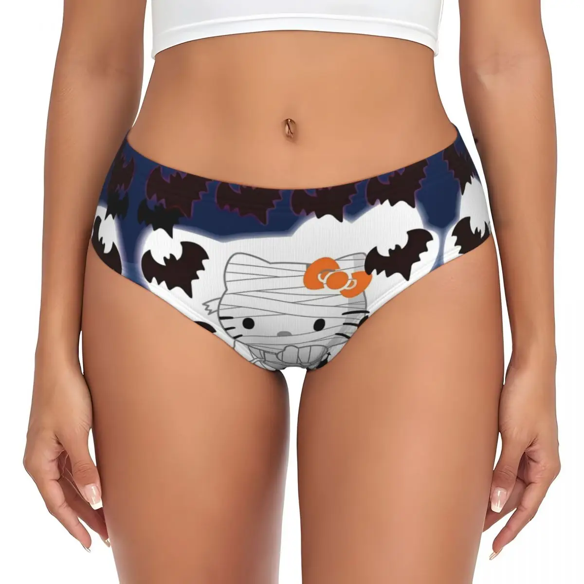 Симпатичные трусы с повязками Hello Kitty на заказ, нижнее белье, женские дышащие эластичные трусики с комиксами