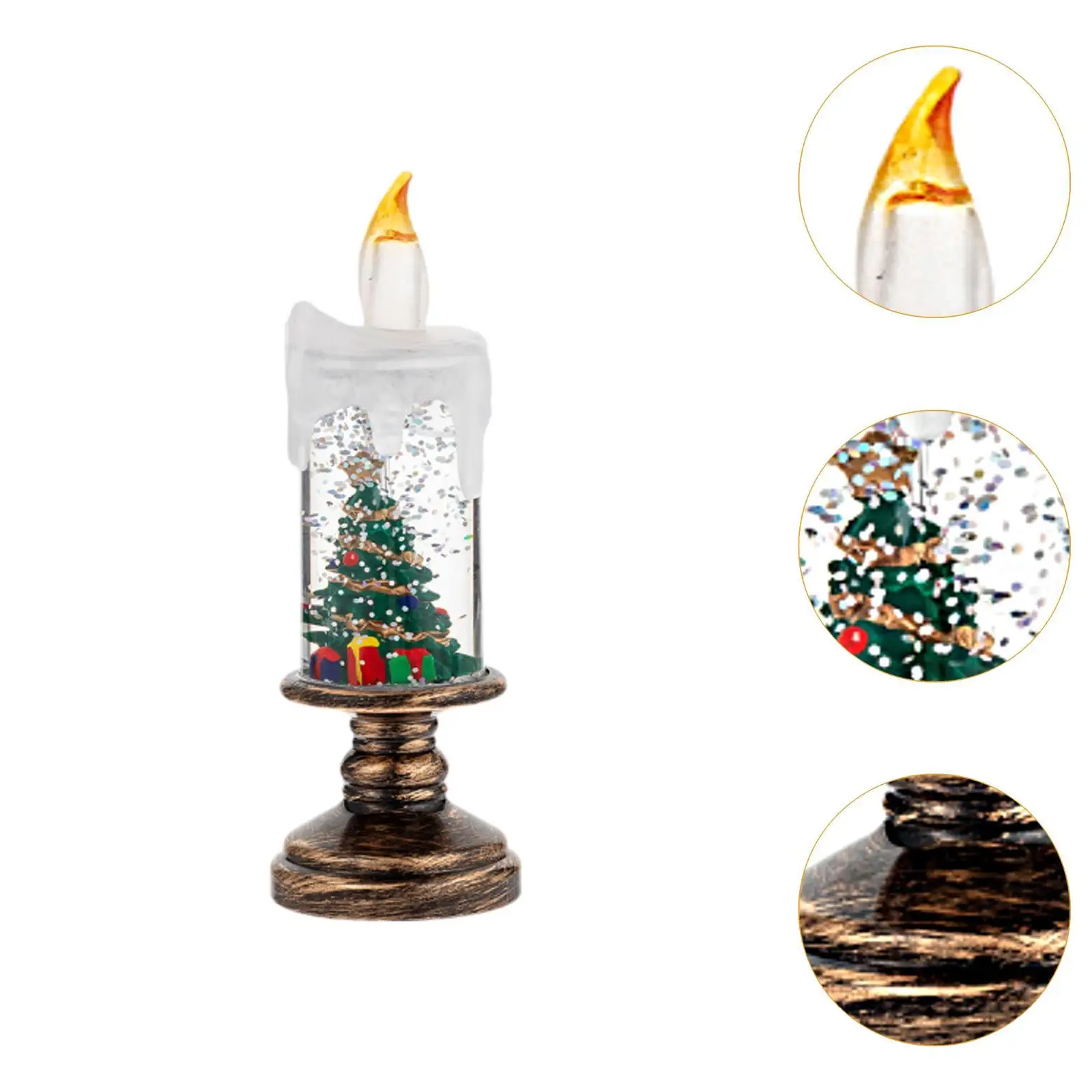 Christmas Snow Globe Candle Romantic Glittering Flameless Candle Light Craft