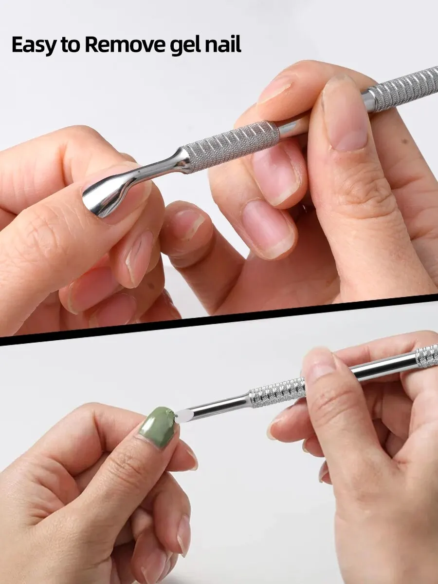 

Russian Double Head Manicure Ukrainian Horseshoe Dead Ieather Push Stainless Steel