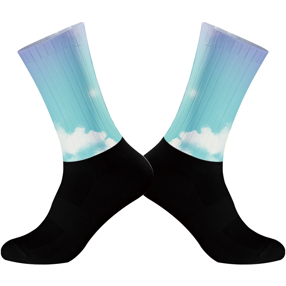 Chaussettes coordonnantes sans couture en silicone pour le cyclisme, accessoire de sport pour la course à pied et le vélo de route, nouveauté 2024