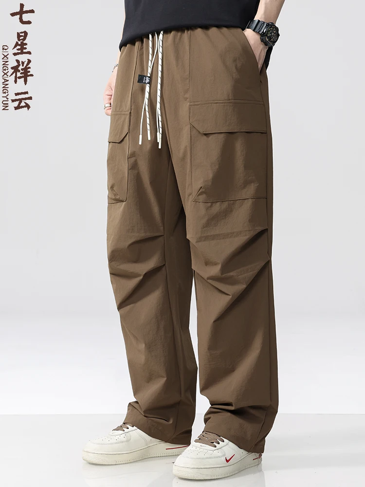 

American Retro Straight Leg Paratrooper Pants Men's Trendy Design Outdoor Workwear Loose Casual Trousers High Street Sle